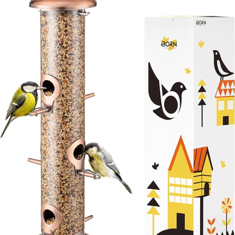 Metal Bird Feeders Brushed Copper Wild Bird Feeder for Outdoors Hanging All Meta